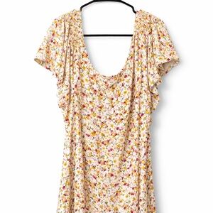 Torrid Floral Scoop Neck Women’s Top - Pink & Yellow Size 4 Soft Knit